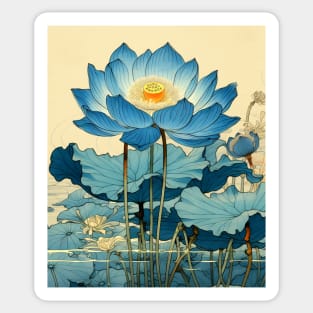 Egyptian Blue Lotus Flower on a Dark Background Sticker